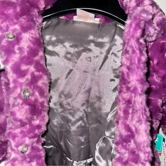 NICKELODEON Dora & Friends Girls 3T Purple Faux Fur Sparkle Jacket Coat Bows NWT - Picture 13 of 16